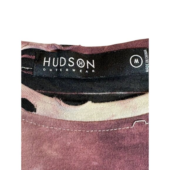 Hudson Outerwear  Womans Tie-Dye Distressed Long-Sleeve Shirt M Purple & Black - Picture 5 of 7
